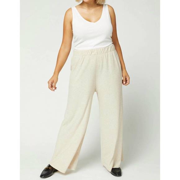 NEW ENTRO plus wide leg pants in oatmeal - Picture 5 of 5